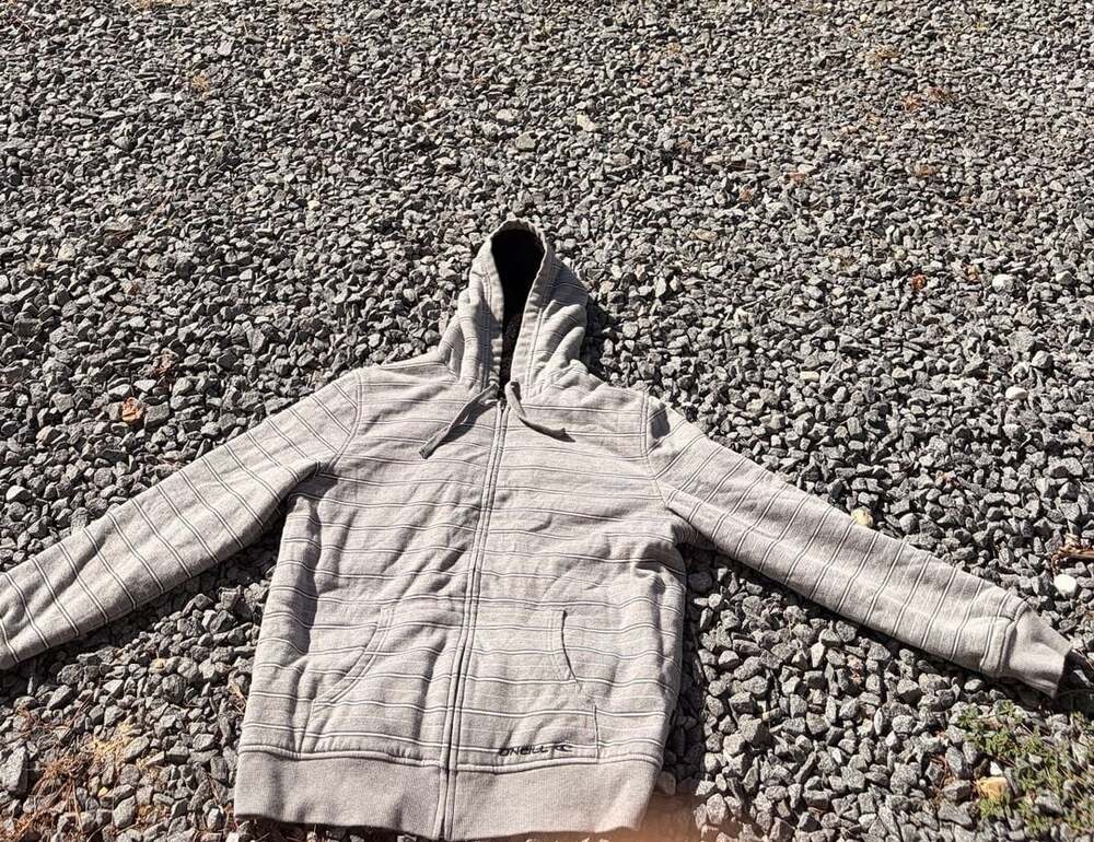 O'Neill Zip Up Hoodie Size M Grey Striped Sherpa Lined
